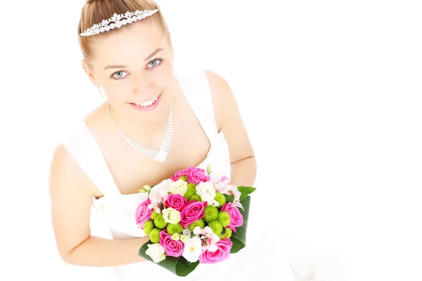 Brud og blomster - Stock-foto