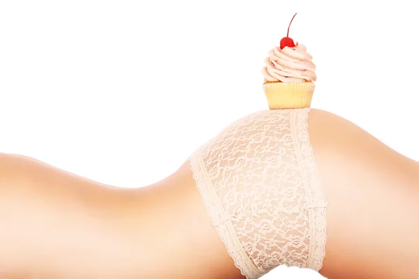 Kropp och cupcake — Stockfoto