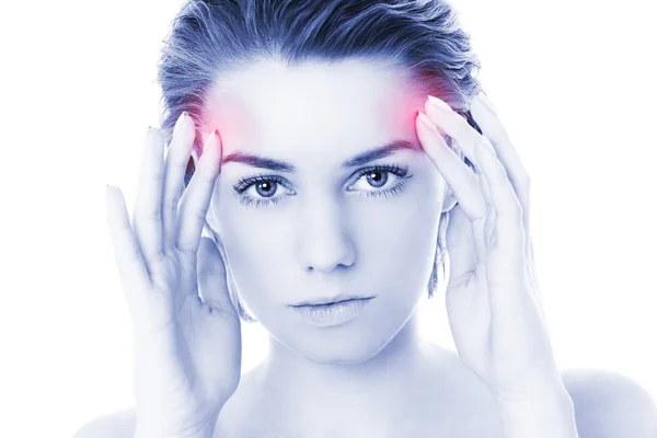 Woman and migraine — Stock Photo, Image