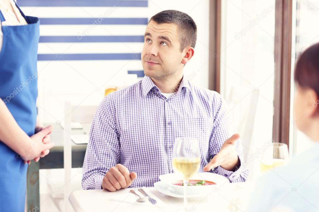 Unhappy customer in a restaurant