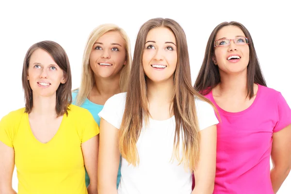 Four friends looking up — Stock Photo, Image