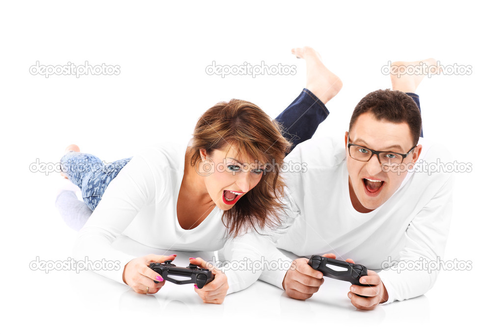 Couple playing videogames