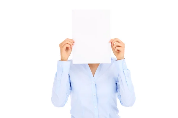 Businesswoman and blank paper — Stock Photo, Image