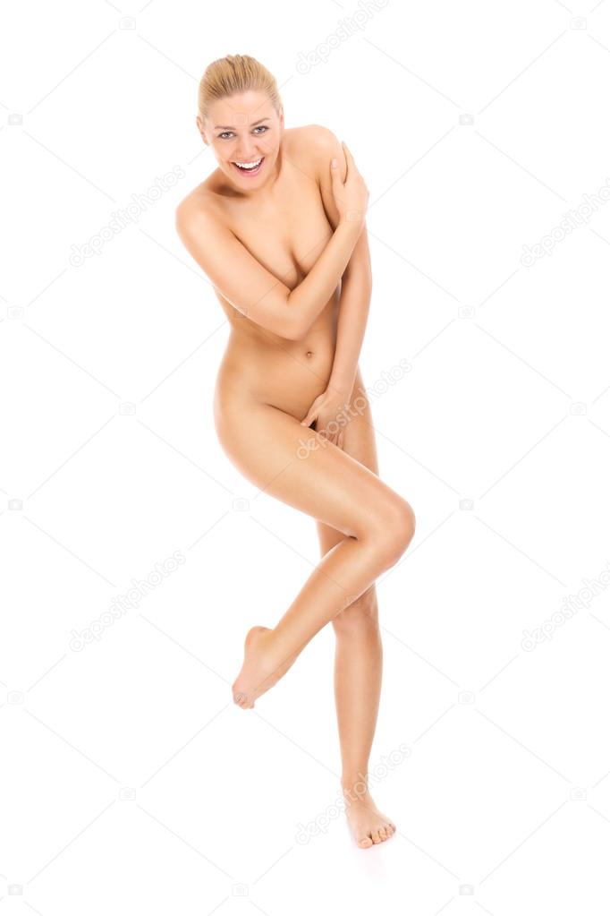 Happy young naked woman