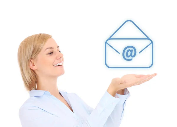 Frau mit E-Mail-Zeichen — Stockfoto