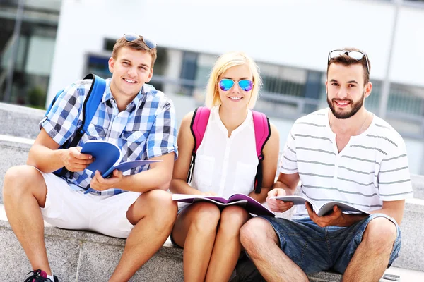 Group of friends studying in the campus — Stock Photo, Image
