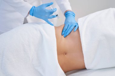 Picture of lipolysis treatment on different parts of woman body