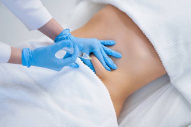 Picture of lipolysis treatment on different parts of woman body