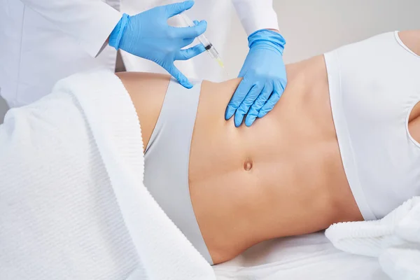 Picture of lipolysis treatment on different parts of woman body — стоковое фото