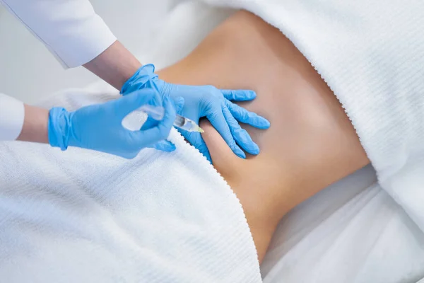 Picture of lipolysis treatment on different parts of woman body — Stock fotografie