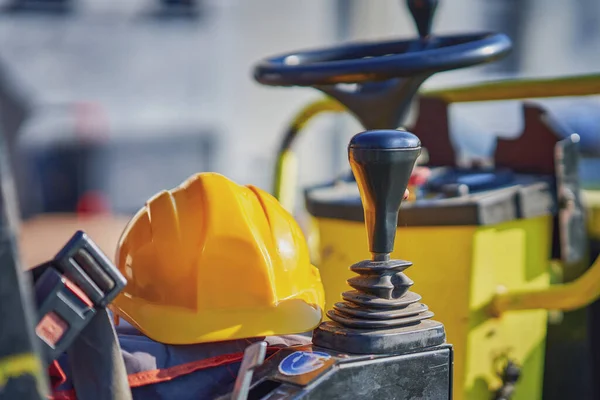 Picture of a road roller machine on the different surfaces — Stok fotoğraf