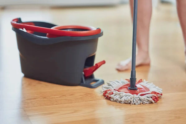 Picture Bucket Mop Wooden Floor High Quality Photo — Stock Photo, Image
