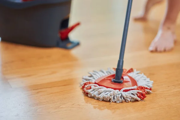 Picture Bucket Mop Wooden Floor High Quality Photo — Stock Photo, Image