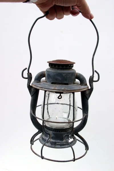 Oude lantaarn met een kaars — Stockfoto