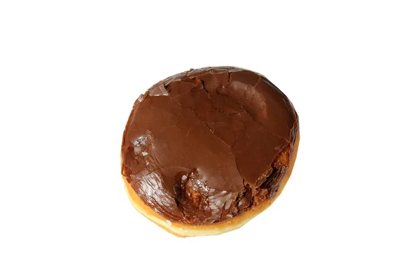 Donut Donut Branco Isolado Branco Espaço Para Sms Creme Chocolate — Fotografia de Stock