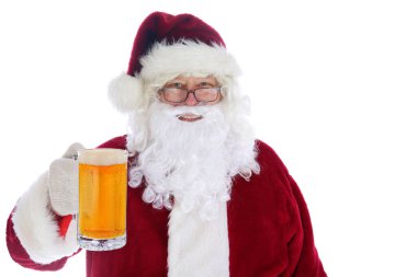 Noel zamanı. Noel Baba. Bir bardak bira. Noel Baba bira içiyor. Mutlu Noeller.. 