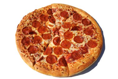 - Pizza. Beyaz üzerine izole edilmiş bir Pepperoni pizza. Pepperoni ve peynirli pizza. Taze sıcak pizza. Pizza teslimatı. Pizza Yemeği. Pizza Öğle Yemeği. Pizza çerezi. Herkese pizza. Lezzetli Pizza. Peynirli pizza. Pepperoni pizza. Mantarlı pizza. Mozzarella ve domates.. 
