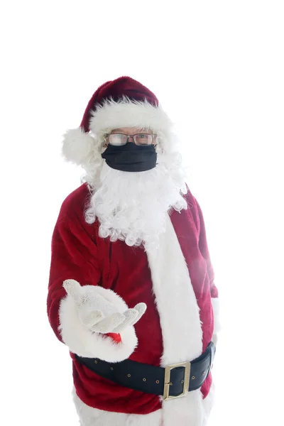 Pai Natal Diz Wear Mask Papai Noel Usa Uma Máscara — Fotografia de Stock