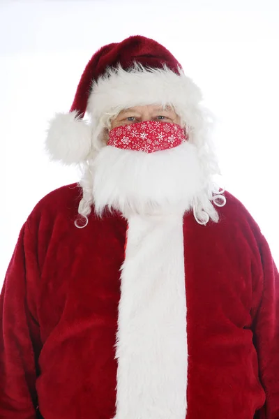Noel Baba Maske Takın Diyor Noel Baba Coronavirus Önlemek Için — Stok fotoğraf