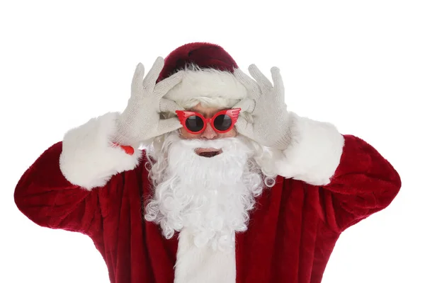 Santa Claus Models Sun Glasses Santa Claus Poses While Wearing — Photo