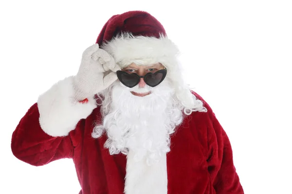 Père Noël Costume Lunettes Soleil Noël Joyeuses Fêtes Père Noël — Photo