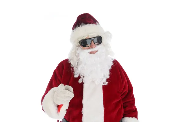 Père Noël Costume Lunettes Soleil Noël Joyeuses Fêtes Père Noël — Photo