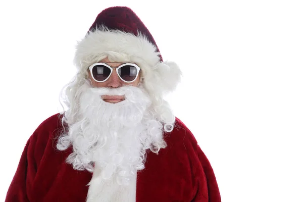 Der Weihnachtsmann Trägt Kostüm Und Sonnenbrille Weihnachten Frohe Feiertage Weihnachtsmann — Stockfoto