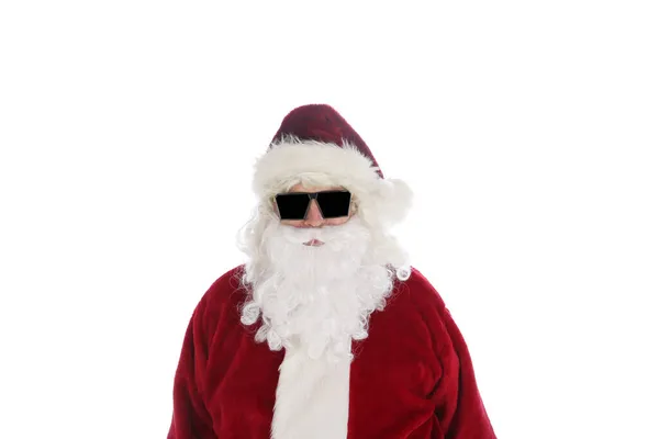 Mikołaj Kostiumie Okularach Przeciwsłonecznych Święta Wesołych Świąt Święty Mikołaj Moda — Zdjęcie stockowe