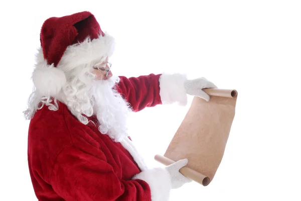 Santa Claus Membaca Dari Gulungan Siapa Yang Nakal Atau Baik — Stok Foto