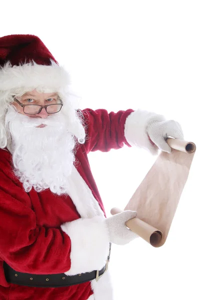 Der Weihnachtsmann Liest Aus Seiner Schriftrolle Wer War Frech Oder — Stockfoto