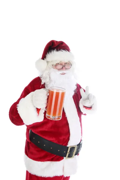 Санта Клаус Наслаждается Кружкой Микелады Пряное Мексиканское Пиво Коктейль Томатный — стоковое фото