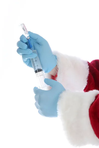 Jultomten Förbereder Sig För Att Injicera Vaccinet Covid Coronavirus Vaccin — Stockfoto