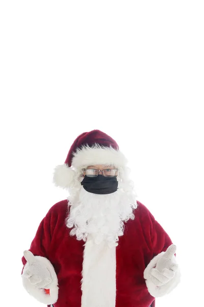 Santa Says Wear Mask Santa Claus Wears Medical Face Mask — Stock Photo, Image