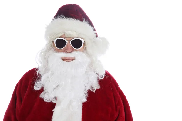 Der Weihnachtsmann Trägt Kostüm Und Sonnenbrille Weihnachten Frohe Feiertage Weihnachtsmann — Stockfoto