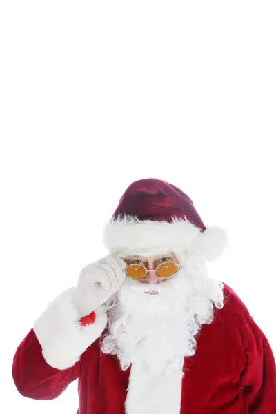 산타클로스가 의상을 선글라스를 크리스마스 홀리데이 클로스 패션이요 클로스 크리스마스 산타가 — 스톡 사진
