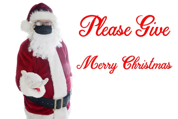 Der Weihnachtsmann Sagt Wear Mask Der Weihnachtsmann Trägt Eine Medizinische — Stockfoto