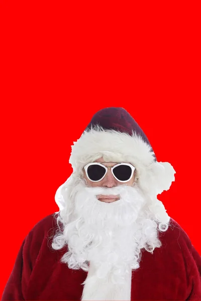 Санта Клаус Костюмі Сонцезахисних Окулярах Різдво Веселих Свят Санта Клаус — стокове фото
