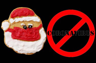 Ev yapımı Coronavirus zencefilli Noel Baba Kurabiye Çerçevesi. Zencefilli Noel Baba. Zencefilli kurabiye. İş kartı. Menü Kurulu. Covid-19 zencefilli kurabiye Noel Baba çerçevesi. Mesaj ya da görüntüler için yer var. Siyahta izole edilmiş. Metin için yer. 