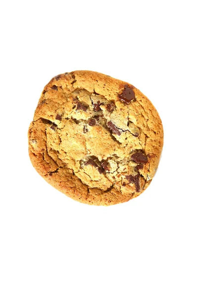 Bolacha Chocolate Chip Cookie Biscoito Chocolate Fresco Assado Isolado Branco — Fotografia de Stock