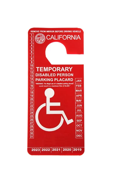 Temporary Disabled Person Parking Placard Isolated White Room Text — Stock Photo, Image