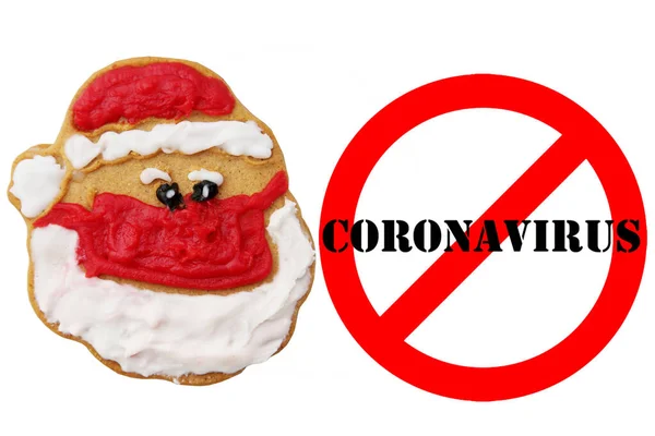 Biscotti Coronavirus Uomo Pan Zenzero Con Una Maschera Medica Nessun — Foto Stock