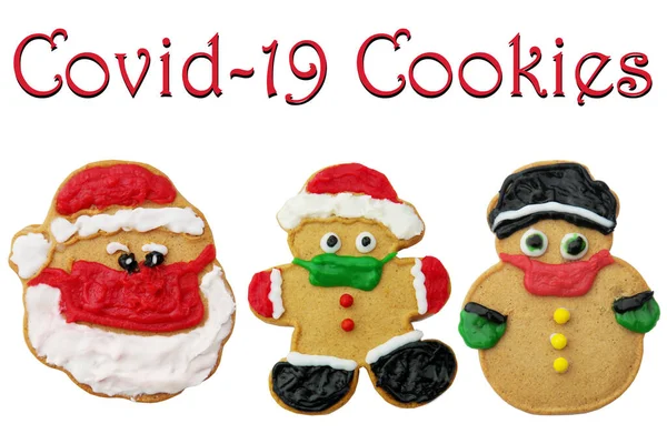 Galletas Navidad Coronavirus Pan Jengibre Santa Claus Hombre Jengibre Muñeco — Foto de Stock