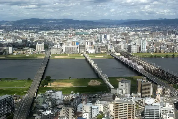 Aerial view of the city, Osaka, Japan — Stock Photo, Image