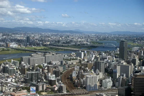 Letecký pohled na město, osaka, Japonsko — Stock fotografie
