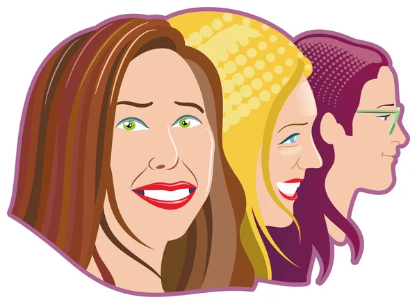 Three women — Stock Vector