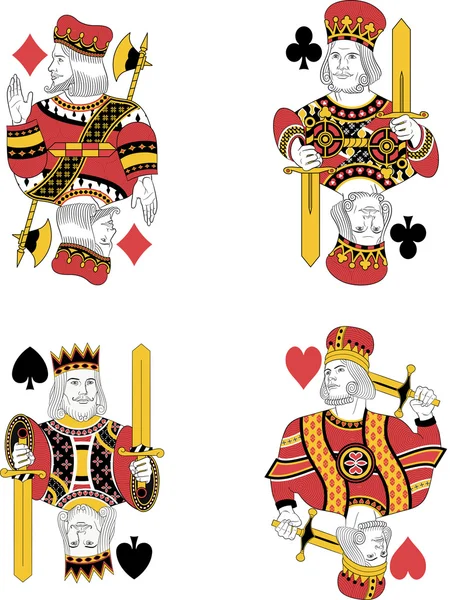 Cuatro reyes sin cartas — Vector de stock