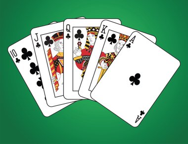 Royal Flush of Clubs clipart