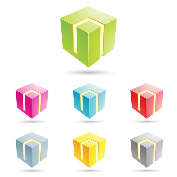 Ícones de cubo coloridos — Vetor de Stock