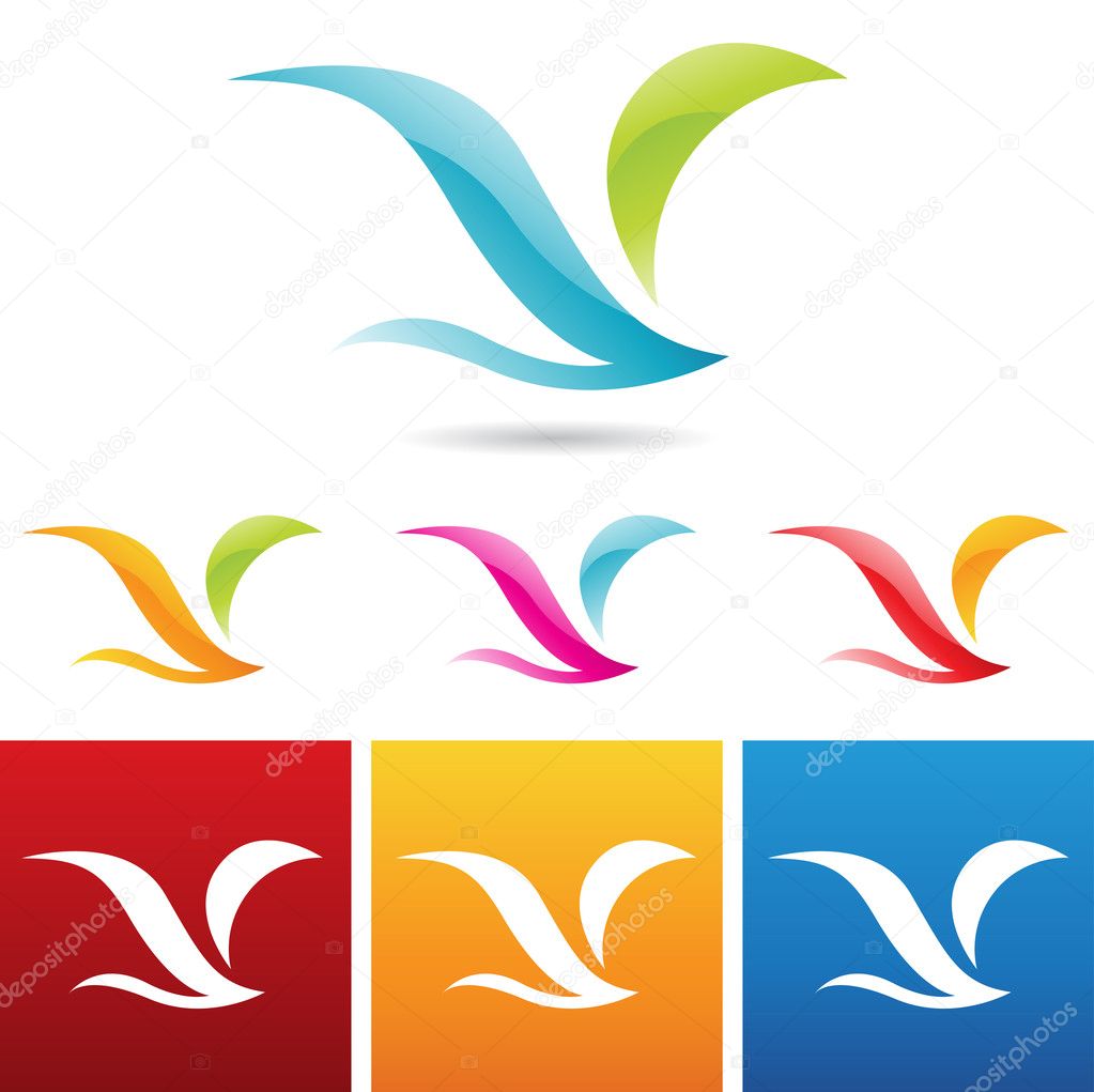 Vector illustration of glossy abstract bird icons