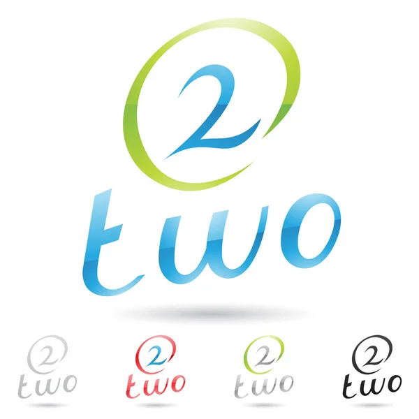 Bunte und abstrakte Symbole für Zahl 2, Set 9 — Stockvektor